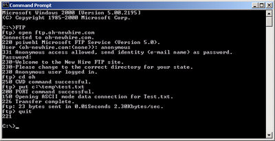 ... dos ftp commands type help in the command prompt or learn more here